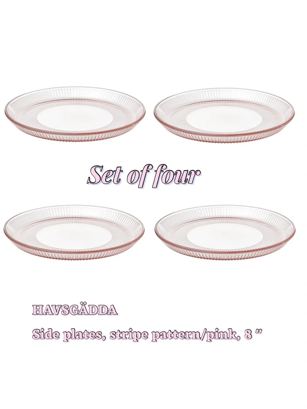Pink Stripe Side Plates – Set of 4